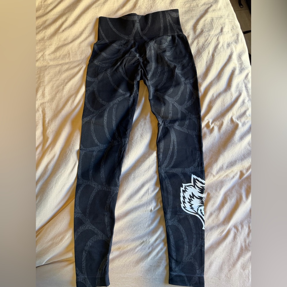 Black Leggings with Spider Web Graphic Design